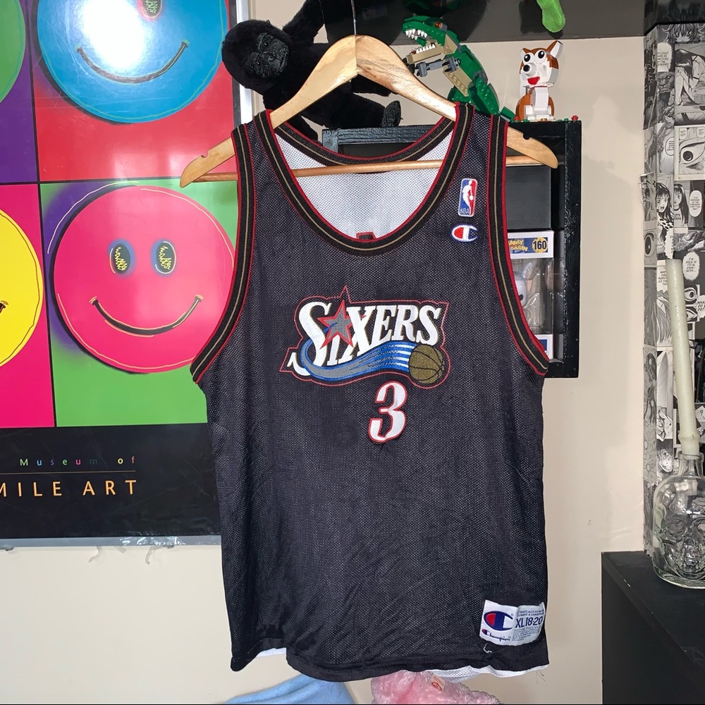Vintage champion sixers iverson jersey reversible
